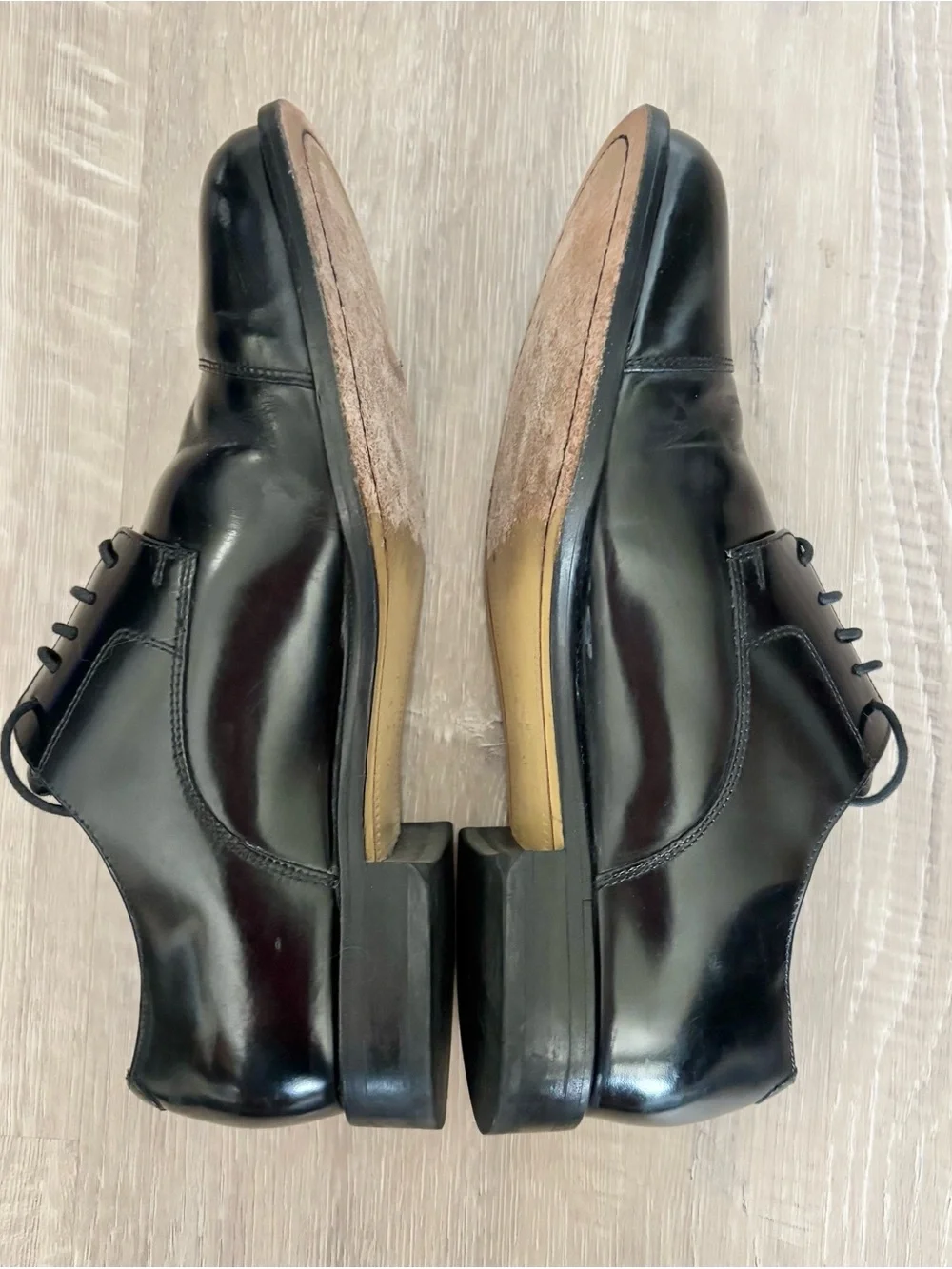 Cole Haan Men’s 10.5M Black Leather Dress Shoes Cap Toe Lace Up Nike Air
